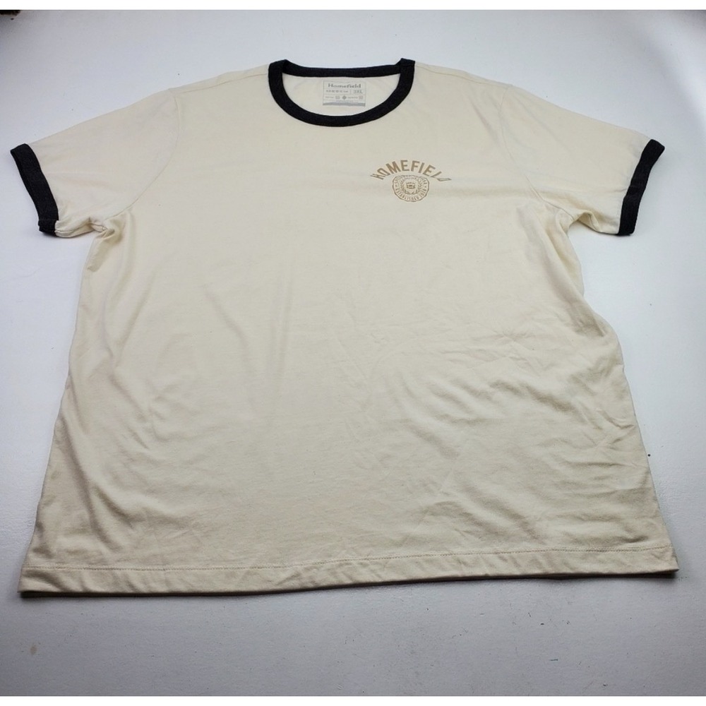 Homefield Apparel Cream ringer T-Shirt Vintage College Unisex Size 3XL Casual